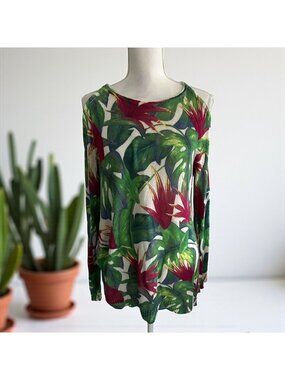 SHOW ME YOUR MUMU Tropical Knit Cold Shoulder Blouse Top Size Medium